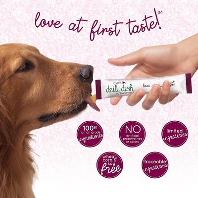 Show full view: Caru Daily Dish Smoothies Peanut Butter Flavored Lickable Dog Treats, 0.5-oz tube, 4 count slide 7 of 8