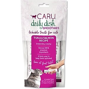 Caru Daily Dish Tuna & Salmon Smoothies Lickable Cat Treats, 2-oz tube