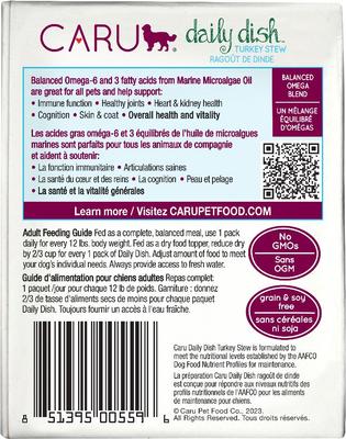 Show full view: Caru Daily Dish Turkey Stew Grain-Free Wet Dog Food, 12-oz, case of 12 slide 3 of 11