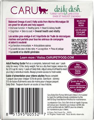 Show full view: Caru Daily Dish Turkey with Lamb Stew Grain-Free Wet Dog Food, 12-oz, case of 12 slide 3 of 10