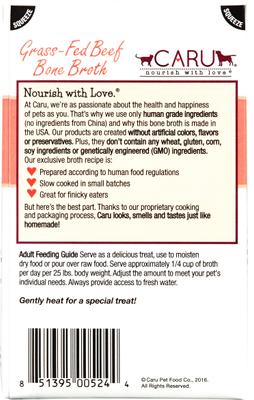 Show full view: Caru Grass-Fed Beef Bone Broth Human-Grade Dog & Cat Wet Food Topper, 1.1-lb box slide 3 of 12