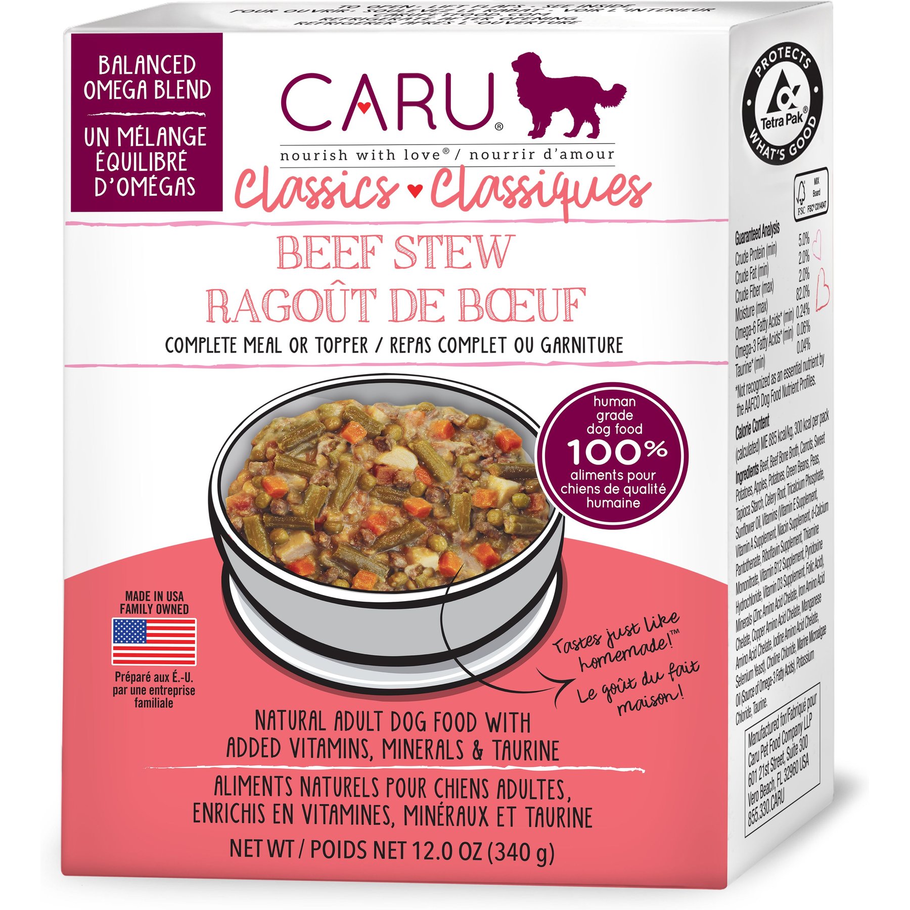 Caru Real Beef Stew Wet Dog Food, 12.5-oz, case of 12