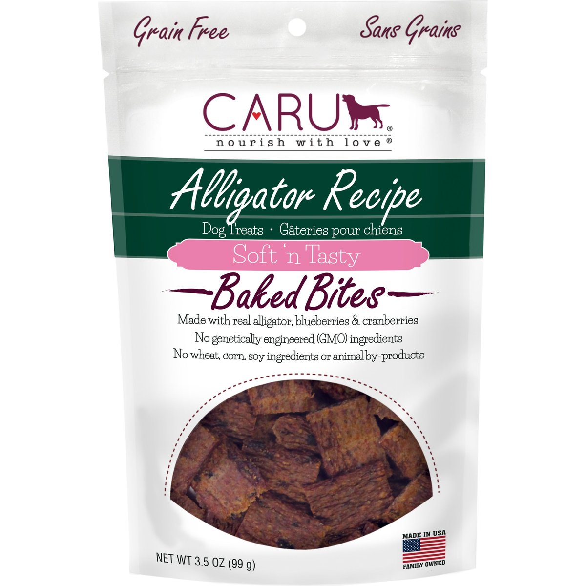 Caru Soft 'n Tasty Baked Bites Alligator Recipe Dog Treats, 4-oz bag