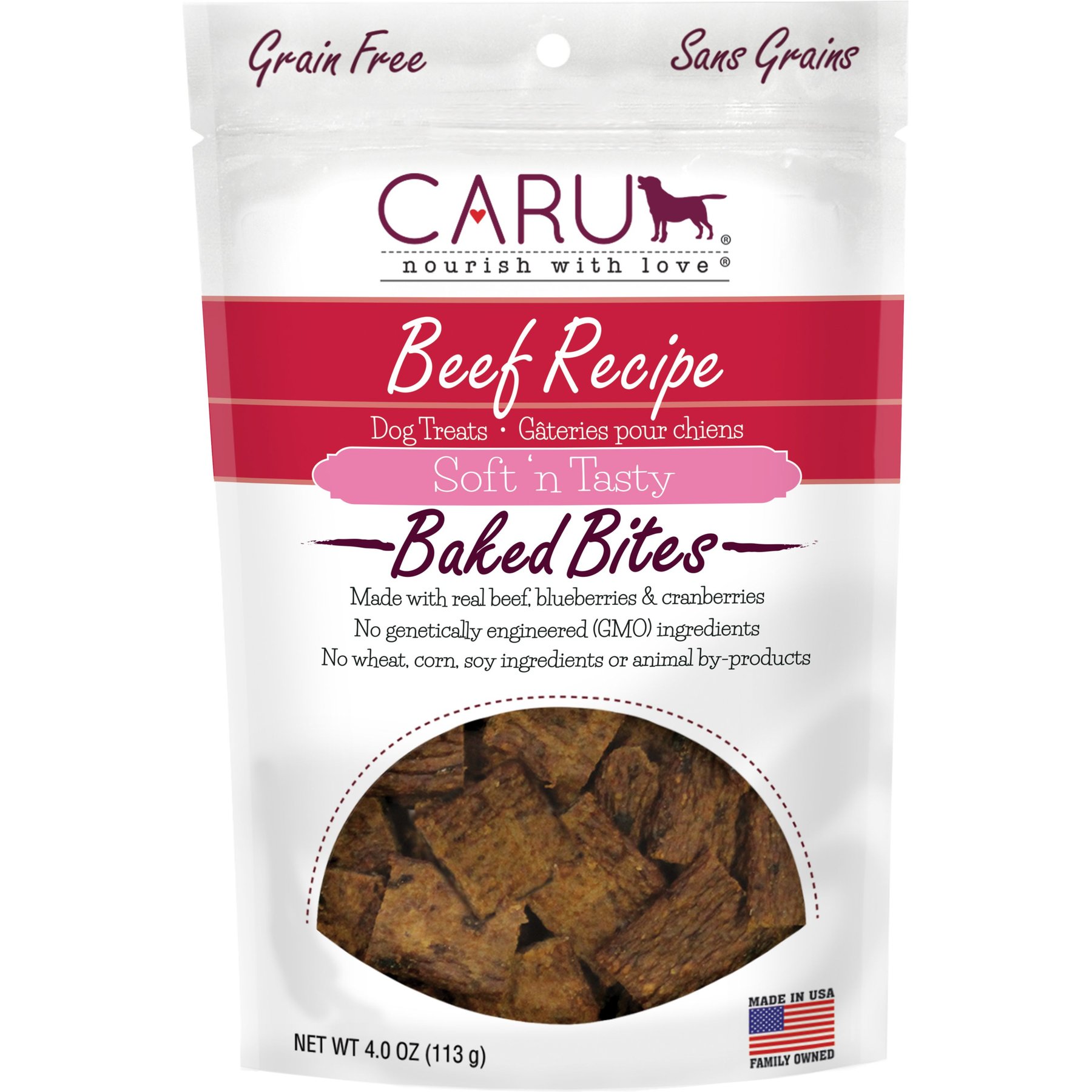 Caru Soft 'n Tasty Baked Bites Beef Grain-Free Dog Treats, 4-oz bag
