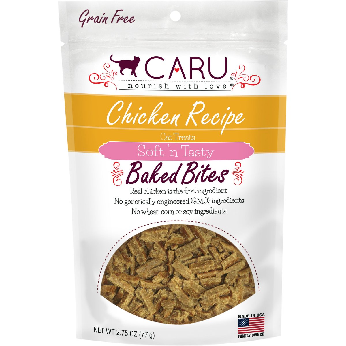 Caru Soft 'n Tasty Baked Bites Chicken Recipe Cat Treats, 3-oz bag