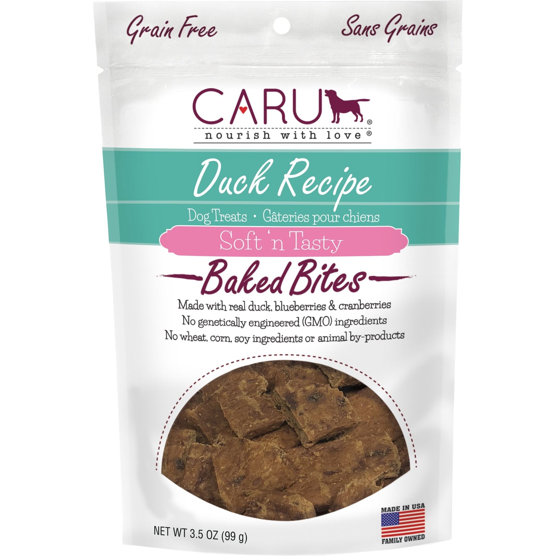 Caru Soft 'n Tasty Baked Bites Duck Recipe Grain-Free Dog Treats, 4-oz