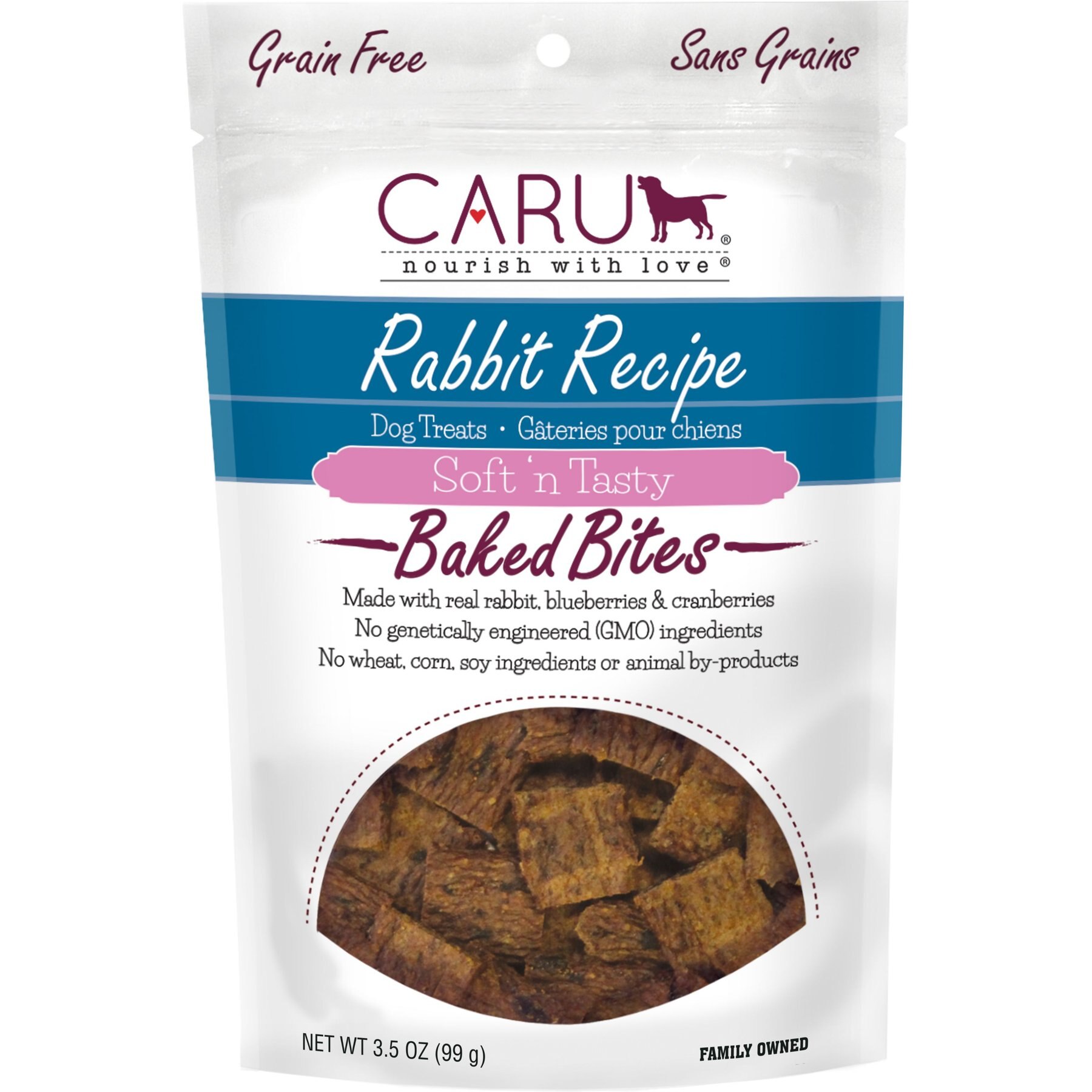 Caru Soft 'n Tasty Baked Bites Rabbit Recipe Dog Treats, 4-oz bag