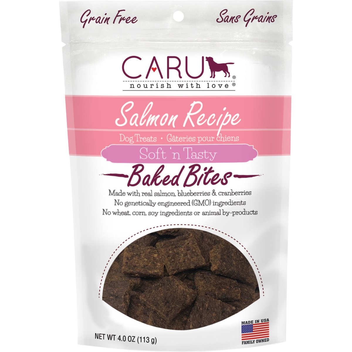 Caru Soft 'n Tasty Baked Bites Salmon Recipe Dog Treats, 4-oz bag