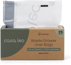 Casa Leo Leo's Loo Drawstring Waste Drawer Liners for Automatic Self-Cleaning Litter Boxes, 25 Count