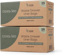 Casa Leo Leo's Loo Lavender Scented Self-Cleaning Drawstring Waste Drawer Box Liners, 50 count