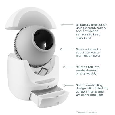 Show full view: Casa Leo Leo's Loo Too WiFi Enabled Automatic Self-Cleaning Cat Litter Box Variety Pack, Leo Gray slide 4 of 10