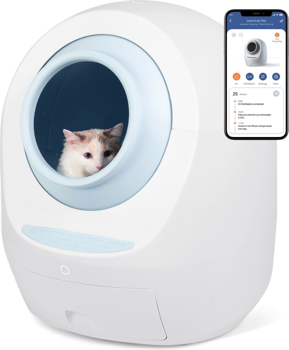 CASA LEO Leo's Loo Too Wifi Enabled Cat Litter Box, Baby Blue