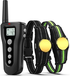 Casfuy 1000-ft Remote Rechargeable Waterproof Electric Dog Training Collar, Black, 2 count