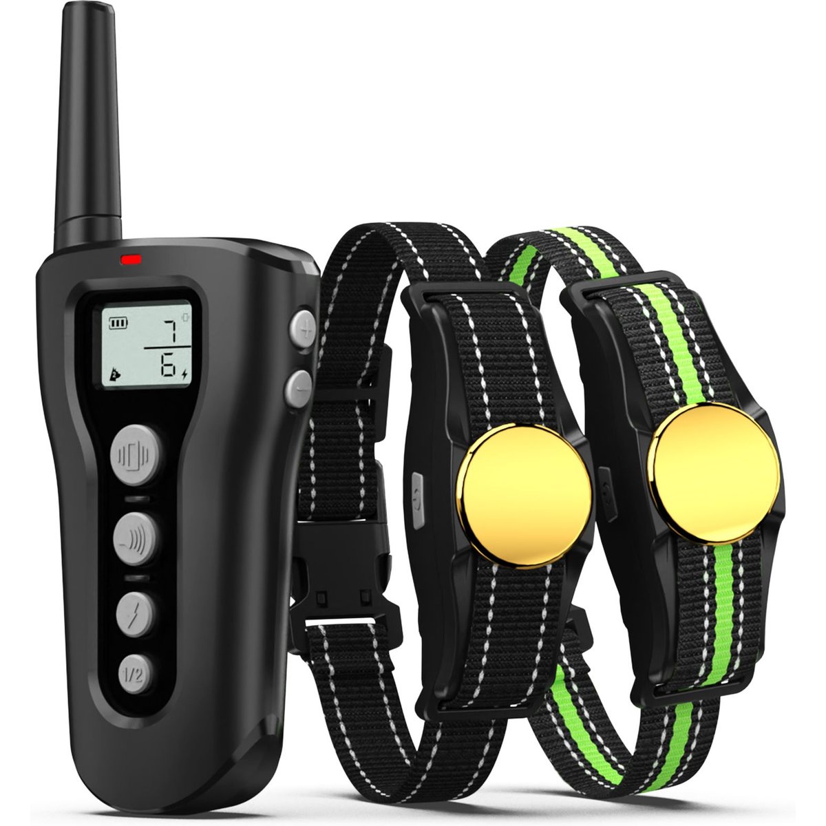 Casfuy 1000-ft Remote Rechargeable Waterproof Electric Dog Training Collar, Black, 2 count