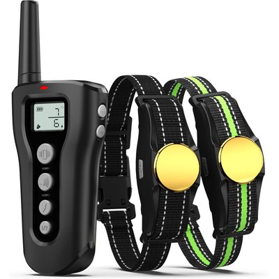 Casfuy Casfuy 1000-ft Remote Rechargeable Waterproof Electric Dog Training Collar, Black, 2 count