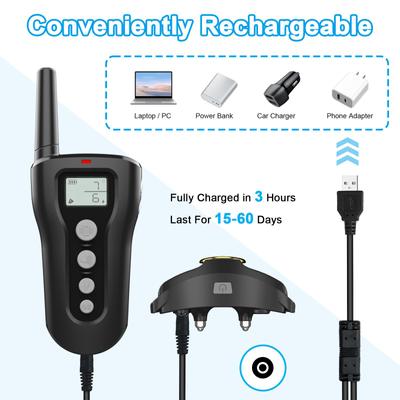 Show full view: Casfuy 1000-ft Remote Rechargeable Waterproof Electric Dog Training Collar, Black, 2 count slide 7 of 9