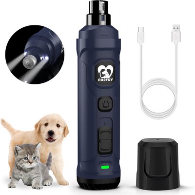 Casfuy Casfuy 2 LED Light Grooming Dog & Cat Paw Nail Grinder, Blue