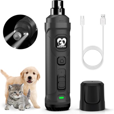 Casfuy Casfuy 2 LED Light Grooming Dog & Cat Paw Nail Grinder, Grey