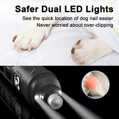 Show full view: Casfuy 2 LED Light Grooming Dog & Cat Paw Nail Grinder, Grey slide 2 of 8