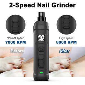 Casfuy 2 LED Light Grooming Dog & Cat Paw Nail Grinder, Grey