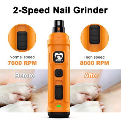 Show full view: Casfuy 2 LED Light Grooming Dog & Cat Paw Nail Grinder, Orange slide 6 of 8