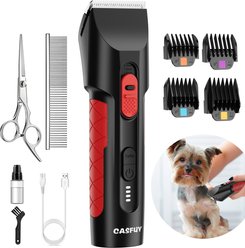Casfuy 2-Speed Cordless Dog, Cat, & Small Pet Hair Grooming Clipper Kit, Black