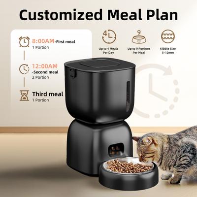 Show full view: Casfuy 2-in-1 Automatic Cat Feeder & Water Fountain Set, Black, 3-L & 2-L slide 2 of 10