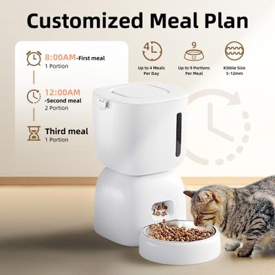 Show full view: Casfuy 2-in-1 Automatic Cat Feeder & Water Fountain Set, White, 3-L & 2-L slide 2 of 9