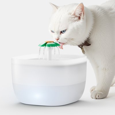 Casfuy Casfuy W7 Multi-directional Streams Quiet Automatic Dog & Cat Water Fountain, 70-oz, White