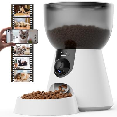 Show full view: Casfuy Automatic Dog & Cat Feeder with HD Camera, 4-L, White slide 1 of 9