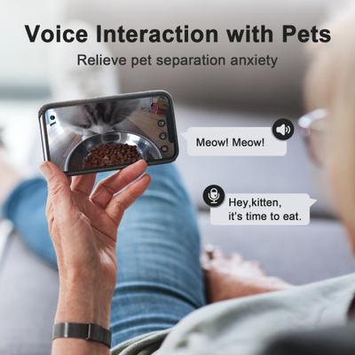 Show full view: Casfuy Automatic Dog & Cat Feeder with HD Camera, 4-L, White slide 6 of 9