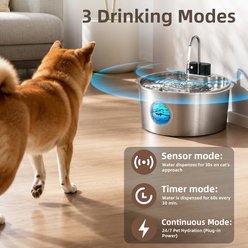 Casfuy PWL-307 Cordless Smart 3 Modes Stainless Steel Dog Water Fountain, 13-L slide 2 of 8