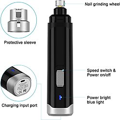 Casfuy Dog & Cat Nail Care Rechargeable Grinder, Black slide 2 of 6