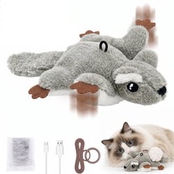 Casfuy Electronic Squeak Flapping Squirrel Interactive Cat Toy with Catnip & Hangable Design