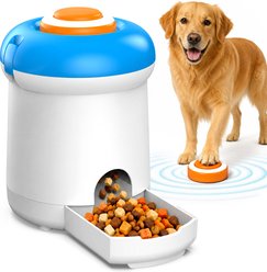 Casfuy Interactive Dog & Cat Treat Dispenser Toy with Remote & Adjustable-Width Treat Outlet