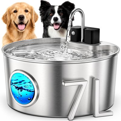 Casfuy Casfuy PWL-121 Upgraded Wireless Automatic Smart Stainless Steel Dog Water Fountain, 7-L