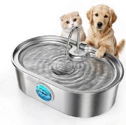 Casfuy PWS-704 Ellipse-Shaped Quiet Stainless Steel Dog Water Fountain, 13-L
