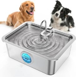 Casfuy PWS-718 Stainless Steel Dog Water Fountain with Deeper Drinking Tray, 16-L