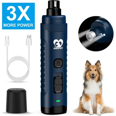 Casfuy Casfuy Quiet 2 LED Medium & Large Dog & Cat Nail Grinder, Dark Blue
