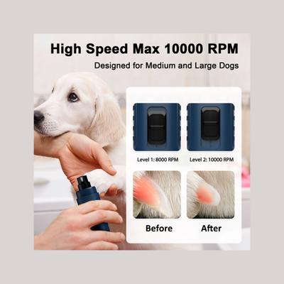 Show full view: Casfuy Quiet 2 LED Medium & Large Dog & Cat Nail Grinder, Dark Blue slide 4 of 8