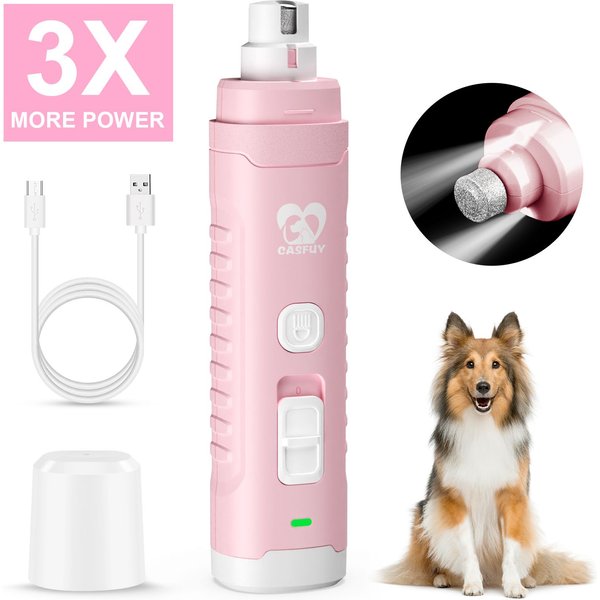 Casfuy Rechargeable Small Dog & Cat Nail Grinder, White