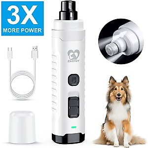 Casfuy Quiet 2 LED Medium & Large Dog & Cat Nail Grinder, White