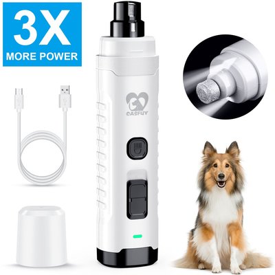 Casfuy Casfuy Quiet 2 LED Medium & Large Dog & Cat Nail Grinder, White