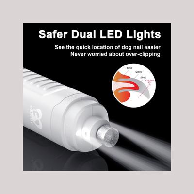 Show full view: Casfuy Quiet 2 LED Medium & Large Dog & Cat Nail Grinder, White slide 3 of 8