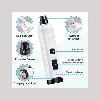Show full view: Casfuy Quiet 2 LED Medium & Large Dog & Cat Nail Grinder, White slide 6 of 8