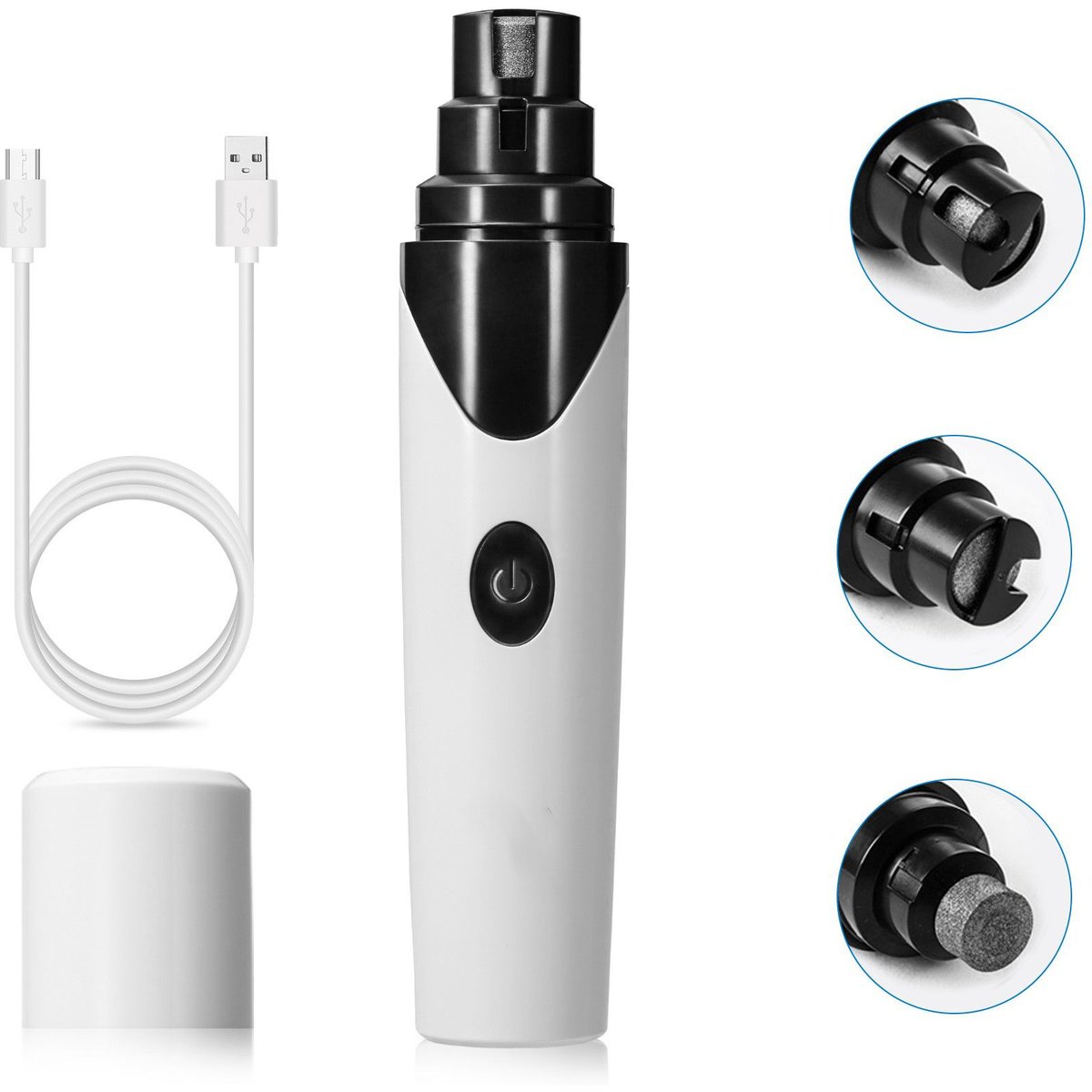 Casfuy Rechargeable Small Dog & Cat Nail Grinder, White