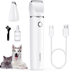 Casfuy Small Low Noise 2 in 1 Trimming Paw Face Narrow Dog hair Clippers, White