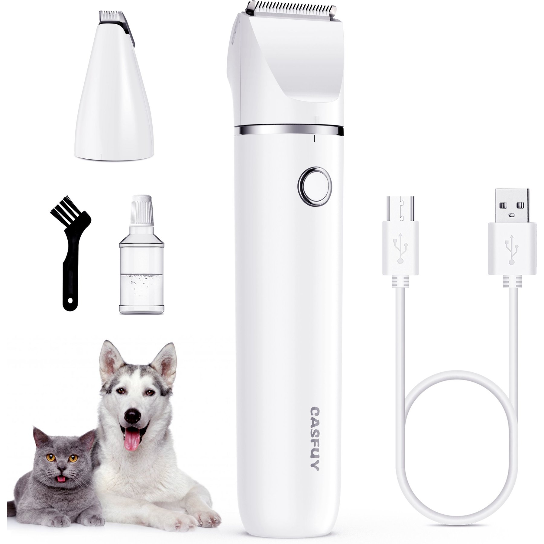 Casfuy Small Low Noise 2 in 1 Trimming Paw Face Narrow Dog hair Clippers, White