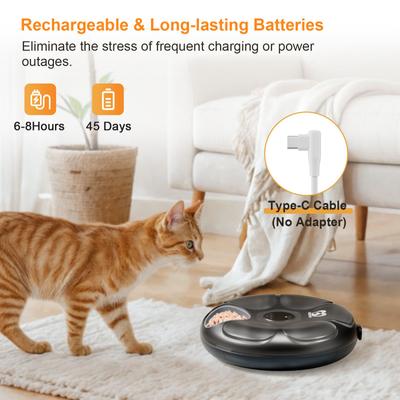 Show full view: Casfuy Smart 6-Meal Automatic Dog & Cat Wet Food Feeder with 4 Ice Packs, Black slide 7 of 8