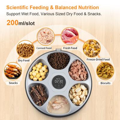 Casfuy Smart 6-Meal Automatic Dog & Cat Wet Food Feeder with 4 Ice Packs